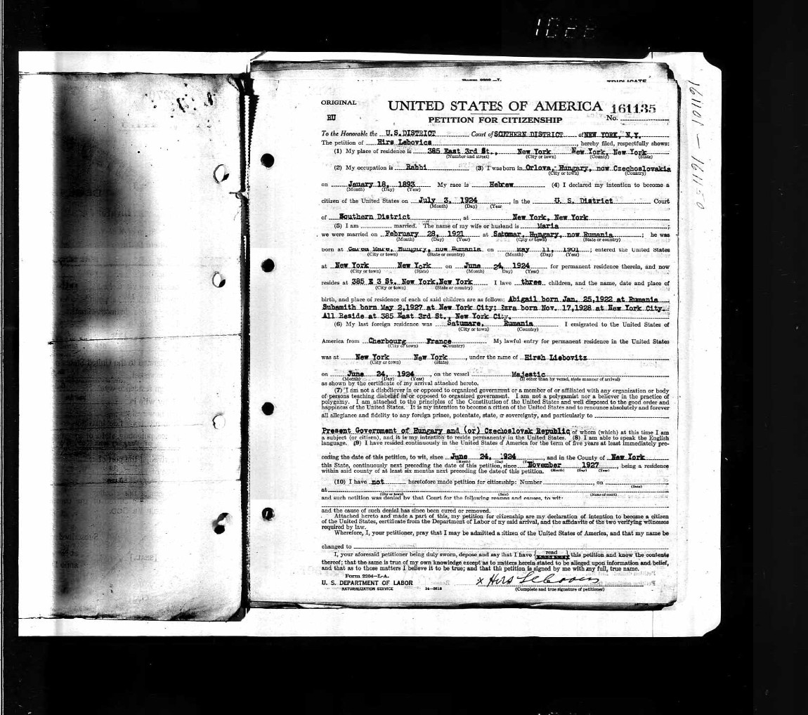 Hirs Lebovics petition