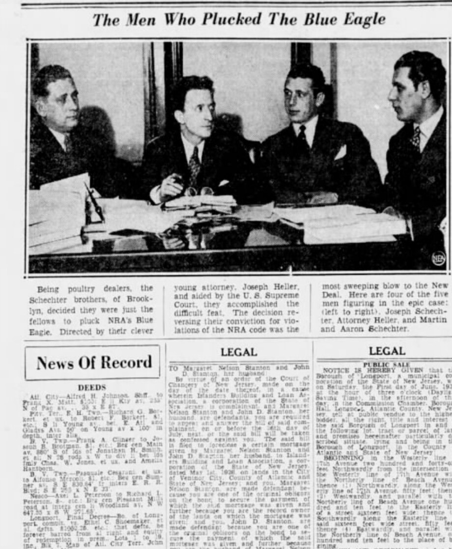 The Men Who Plucked The Blue Eagle — Schechter brothers 1935