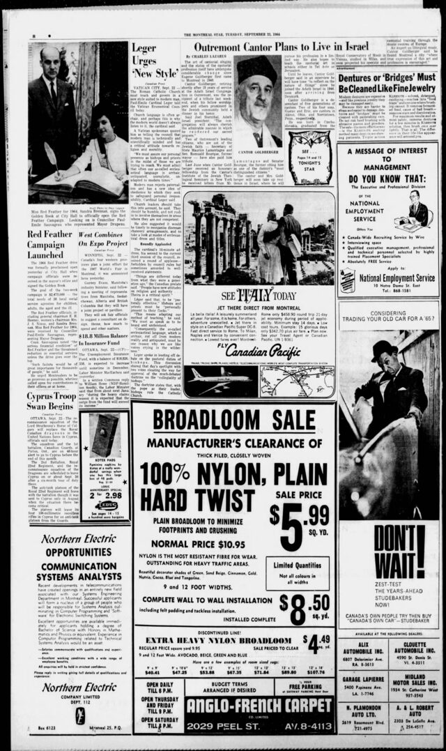 Montreal Star tribute, 22 Sep 1964