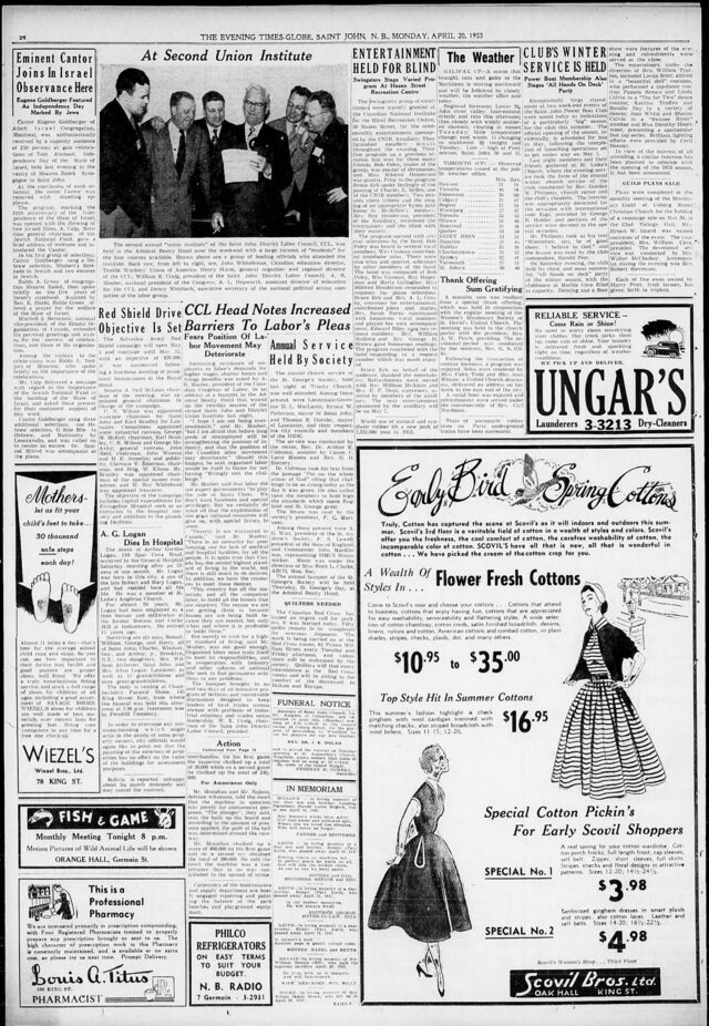 Saint John concert coverage (Times-Globe, 20 Apr 1953)