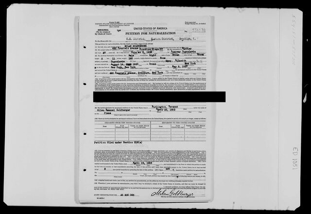 Petition for Naturalization No. 554178, EDNY 1956