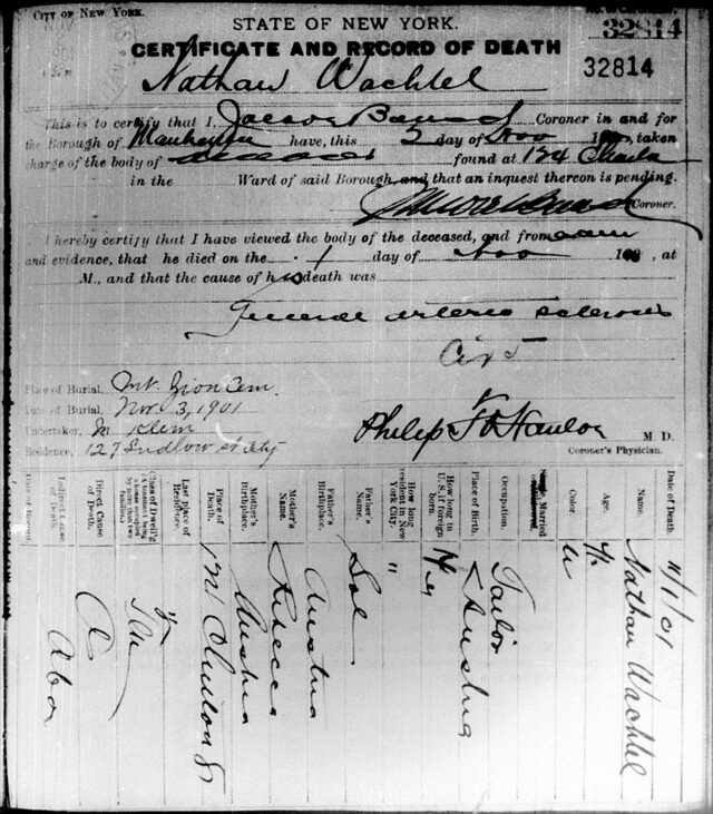 Death certificate 1901