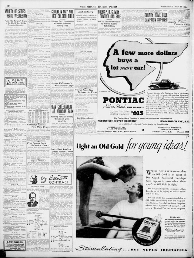 National coverage: Grand Rapids Press, 29 May 1935 (Lea's poem, 'Wife of Schechter Rejoices in Verse')