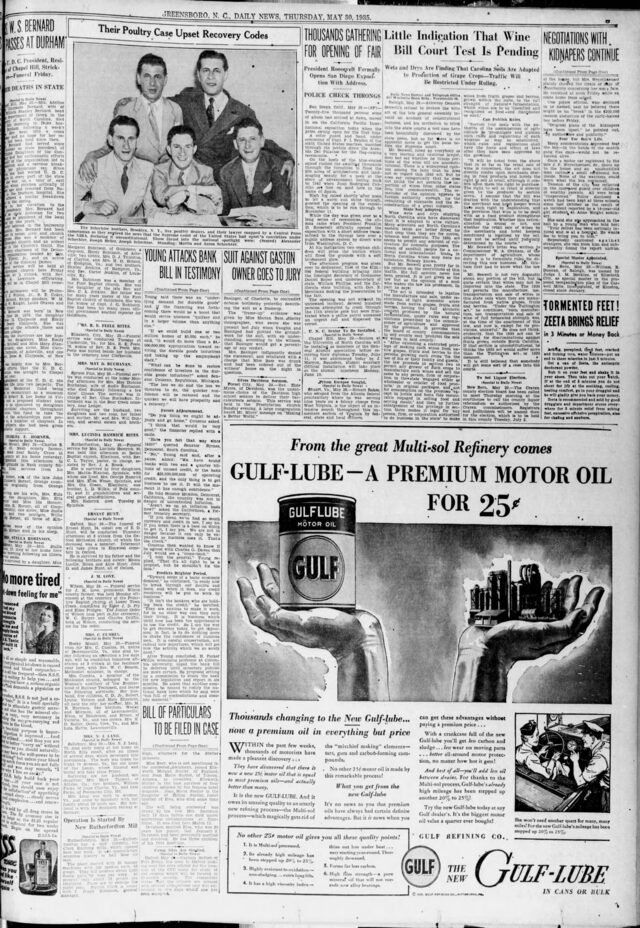 National coverage: News & Record, Greensboro NC, 30 May 1935