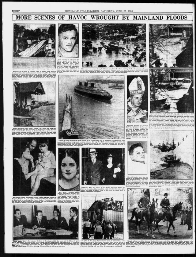 National coverage: Honolulu Star-Bulletin, 22 Jun 1935 (the story reached Hawaii)